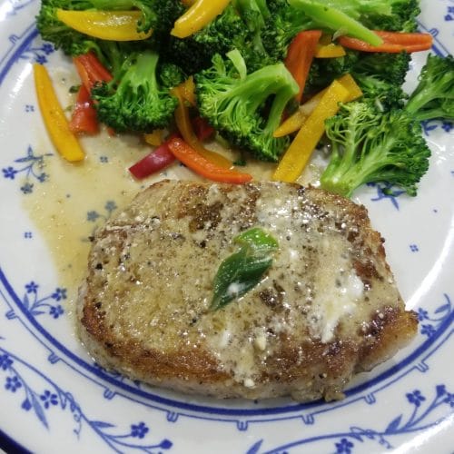 Sage Pork Chops with Goat Cheese Sauce