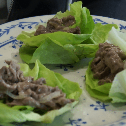 Philly Cheesesteak on Lettuce Wraps