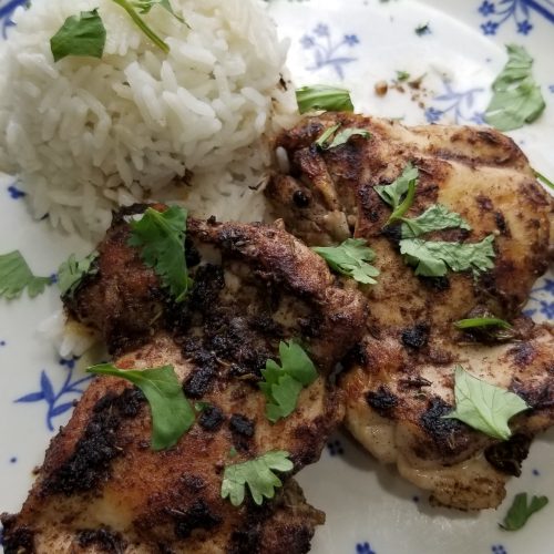 Jerk Chicken Thighs with Coconut Rice