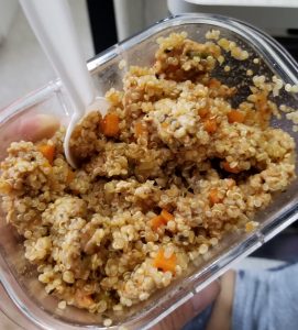 Turkey Bolognese mixed with plain cooked quinoa