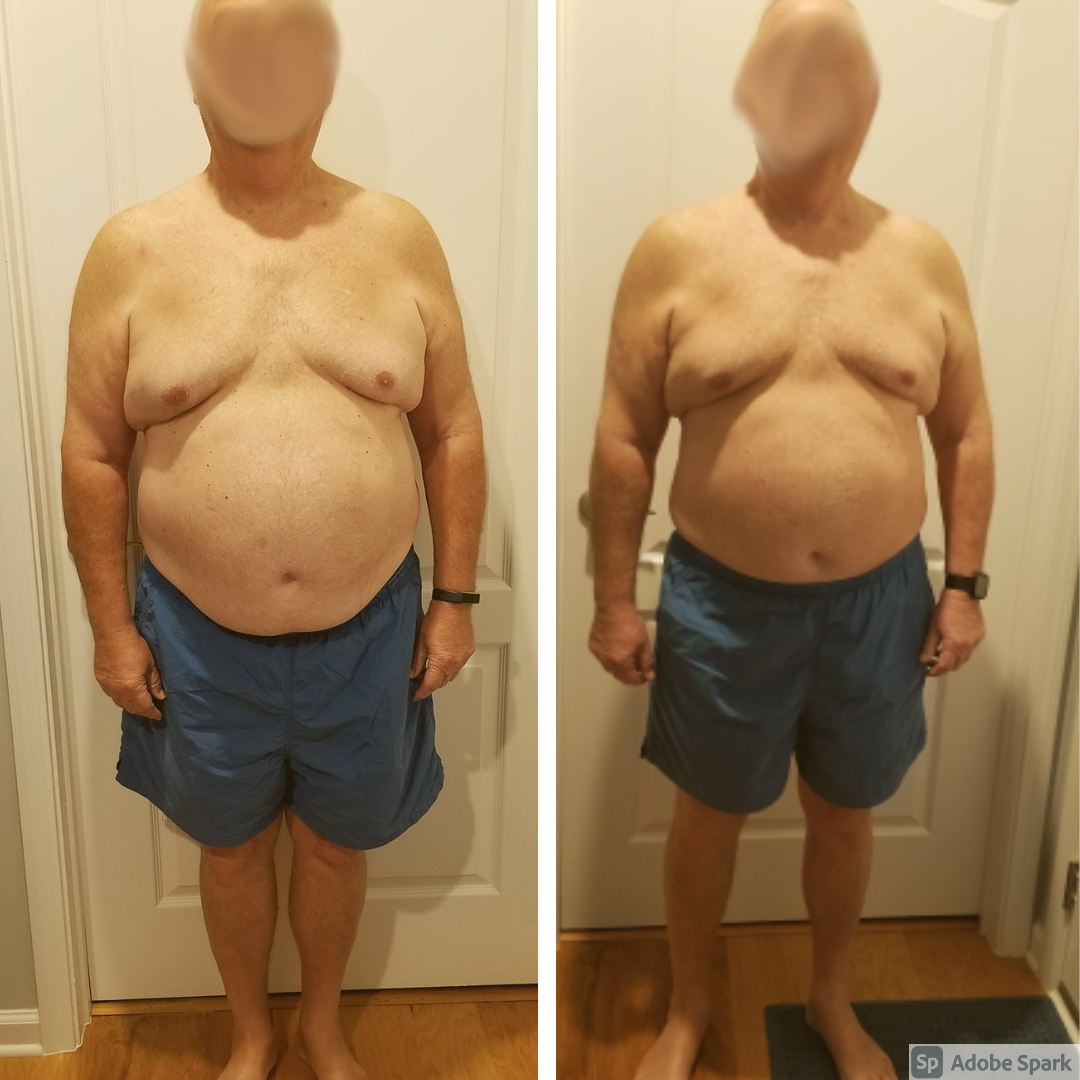 Weight loss transformation of 64 year old male