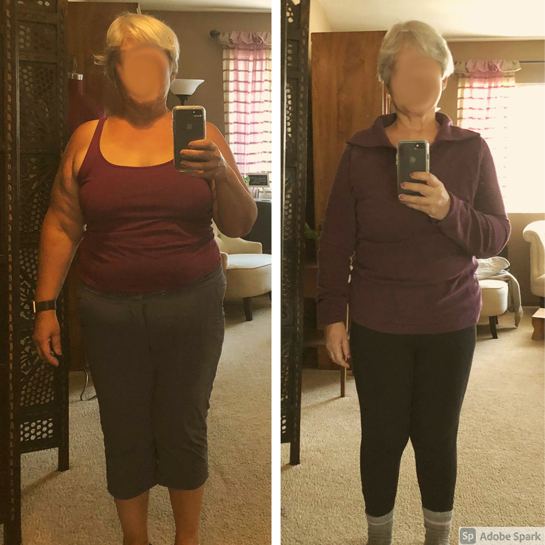 Weight loss transformation photo 59 year old woman