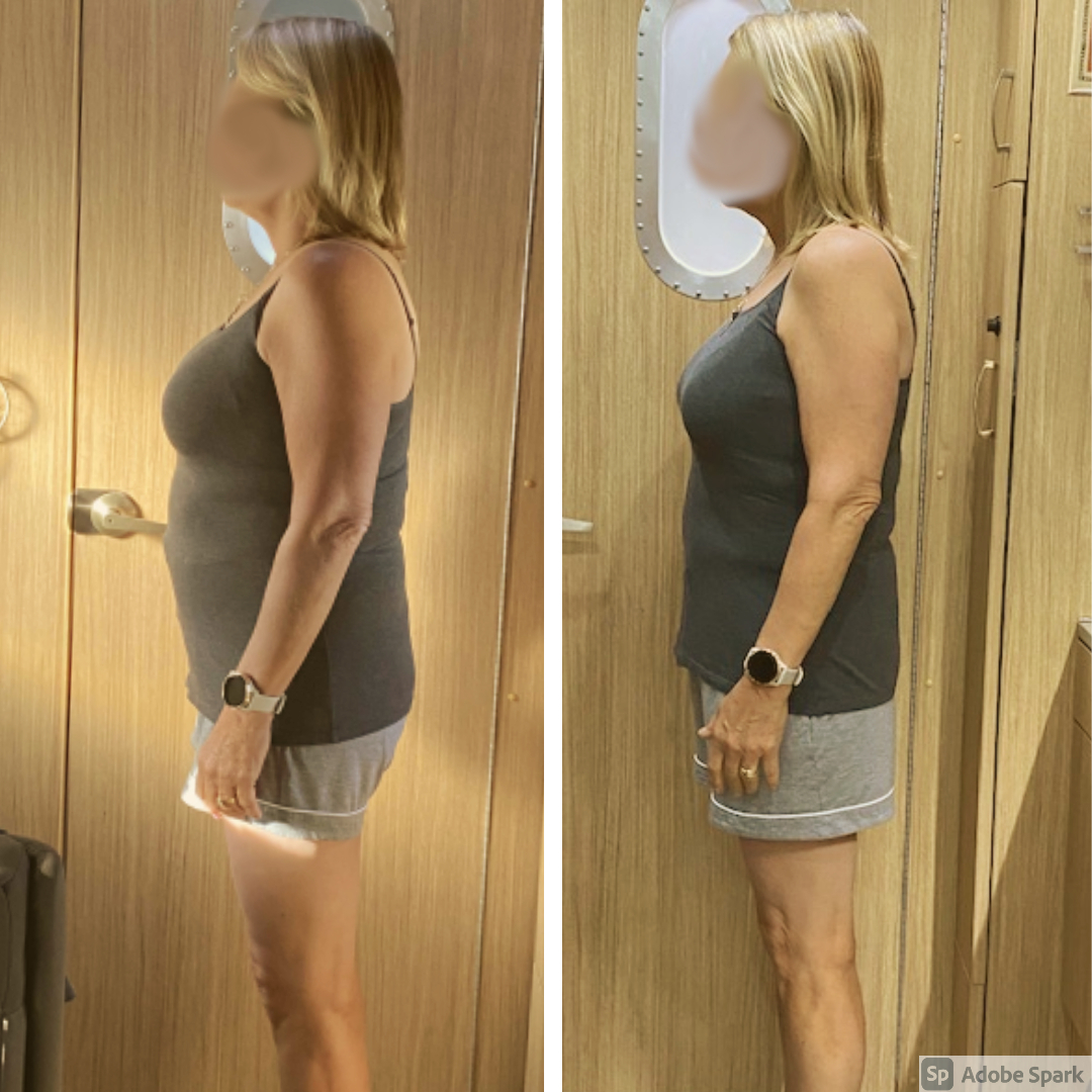 Weight loss transformation photo of 60 year old woman in RV