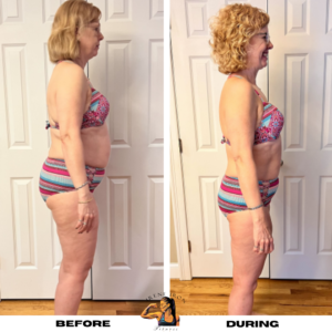 Woman's transformation after diet and strength training