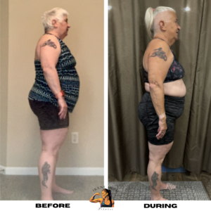 Woman's transformation before and after strength training